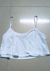 White Ruffle Crop Top
