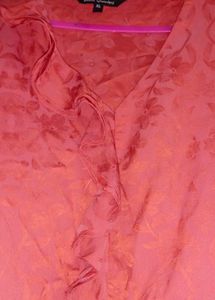 Red Ruffle Blouse Top