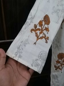 Floral Print Top with Embroidered Neckline