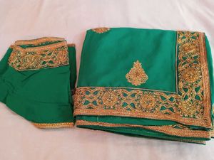 Green & Gold Embroidered Saree