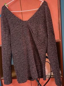 Code Sparkly Long Sleeve Blacked Top