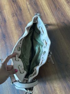 Beige colour big handbag bag