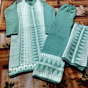 Woolen Mint Green Knit 3-Piece Set