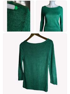 Green Knit 3/4 Sleeve Top