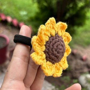Crochet Sunflower Hair Ties set of 2