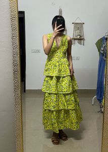 Spring Aurora Bright Yellow Ruffle MAXI