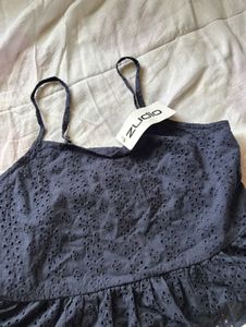 Navy Peplum Top