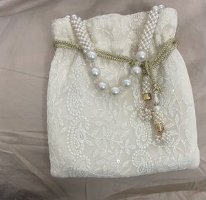 Lucknowi Chikankari Work elegant Embellished Potli