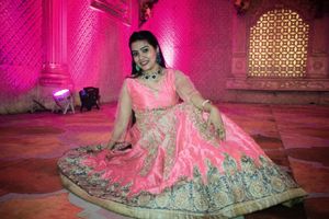 Elegant Pink Embroidered Heavy Gown
