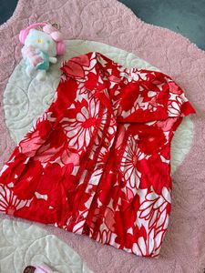 Red Floral Sleeveless Top