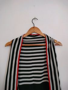 Striped &amp; Solid Open Front Vest