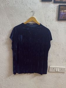Zara Blue Velvet Top