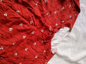 Vintage Red Dress with Bow Print
