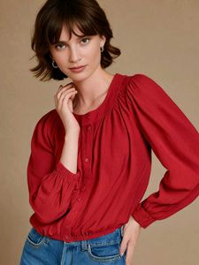 Solid Red Blouson Top
