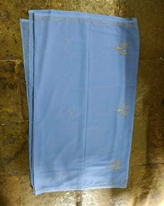 Elegant Blue Zardosi Zari Work Saree