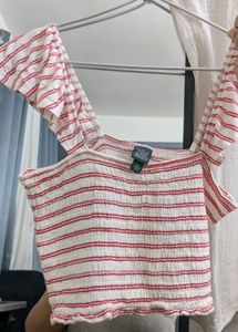 Striped Ruffle Crop Top