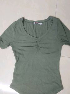 Olive Green Ribbed Top