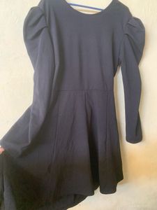 Black Long Sleeve Tie Back Dress/ Western Cut-Out