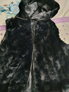 Faux Fur Hooded Vest with cap