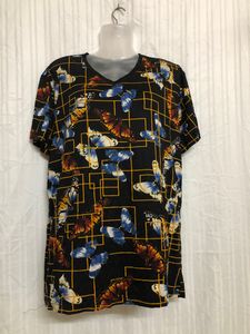 Black Printed Short Sleeve Tops