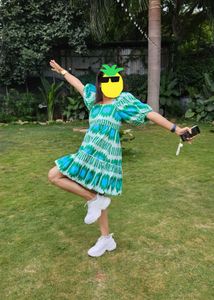 Fun & Flirty Green Print Dress