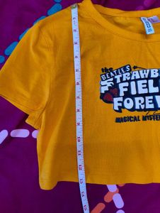 Yellow Beatles Crop Top