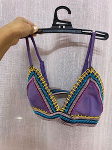 Embroidered Bikini Top