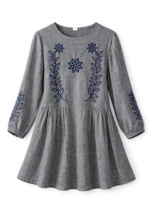 Boho Embroidered Gray Dress