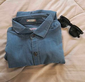 Goofy Casuals Men's Slim Fit Striped Denim Shirt