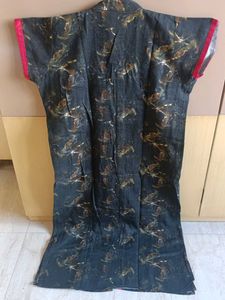 Black Printed Kurta with front pocket