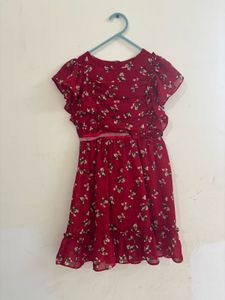 Red Floral Girls Dress