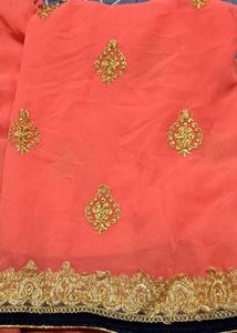 Gorgeous Coral &amp; Gold Sari
