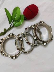 Sparkling Beaded Bangles (Set of 4)