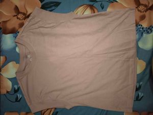 Women&#39;s Light Pink Solid Cap Sleeve Cotton T-Shirt