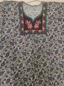 Floral Embroidered Paisley Print Dress