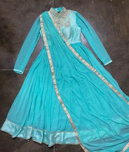 Cyan Heavy Anarkali Suit Set