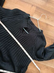 Black Knit fit and flare Midi Dress