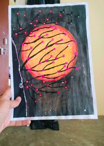 Red Moon Night Painting
