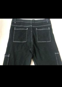 Black Cargo  Pant With White ThreadingFor Men/Wome