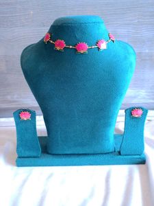 Lotus Meenakari Necklace Set
