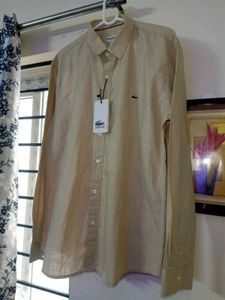 BRAND NEW LACOSTE BEIGE COTTON SHIRT