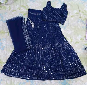 Navy Blue Sequin Lehenga Choli