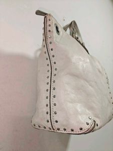Michael Kors White Astor Leather Studded Bag