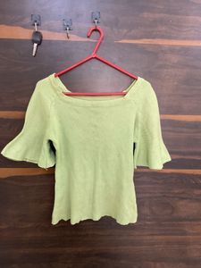 Green Flared Sleeve Top