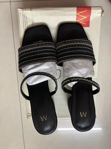 Brand New Wforwoman Black Heeled Sandals Size 5.5