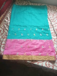 Pink With green Golden border