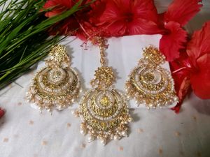 KUNDAN EARRING WITH MANGTIKA SET