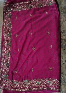 Dark Pink Saree with Blouse