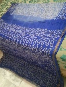 6Brand new Bandhani cotton silk golden border sare