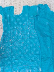 Blue Embroidered Kurta Set